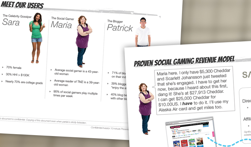 Some pages from the Salad Labs marketing presentation specifically showcasing a few user persona descriptions