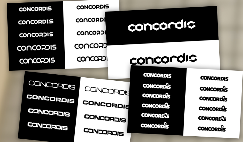 Sketches of the Concordis logo creation process