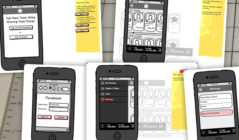 Bravo Salad mobile wireframe