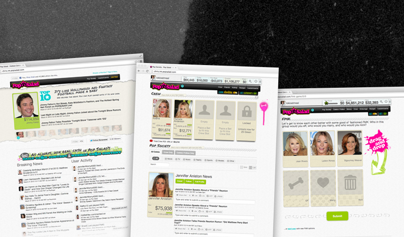 More screen captures of the Pop Salad Web app