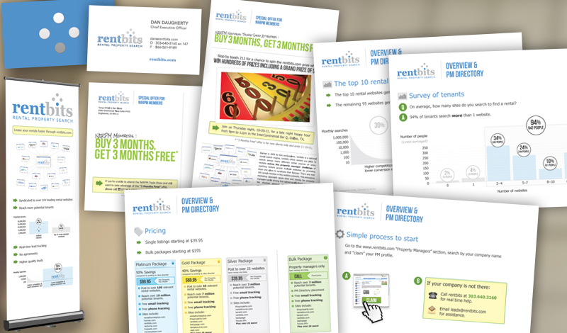 Collage of various renbits sales and marketing collateral