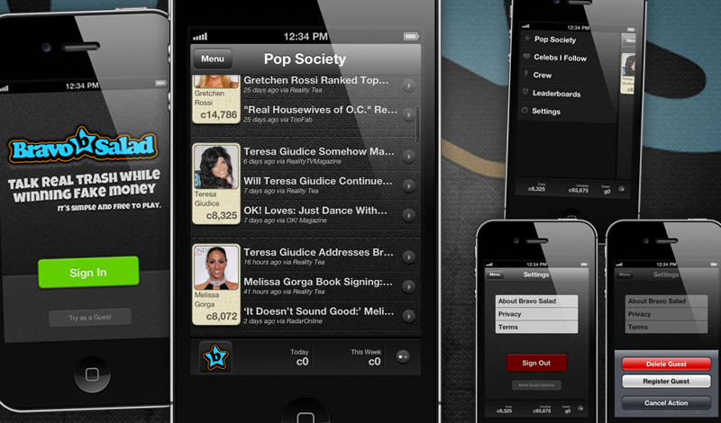 Bravo Salad mobile screen captures