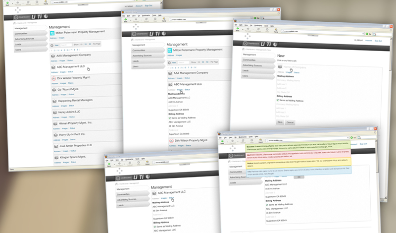 A couple screen captures of the rentbits responsive Web app redesign